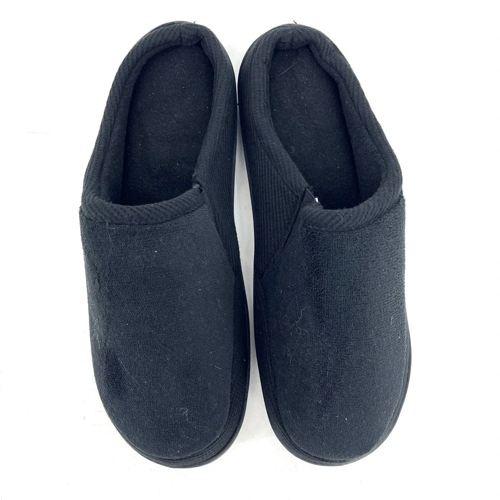 Isotoner New Men's Black Slip On Mule Comfort Slippers Size‎ 11 12 Memory Foam